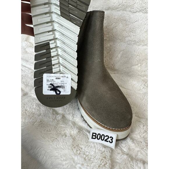Cole Haan Zerogrand City Wedge Boots 11 women Stone Gray Lug Waterproof Suede - Picture 5 of 5